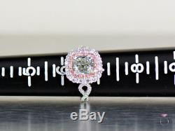 Natural Fancy Green & Pink Diamond Ring, 3.57 ctw. 18K White Gold GIA Certified