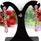 Natural Pink Ruby & Green Emerald Earrings 925 Silver