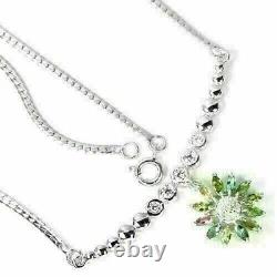 Necklace Pink Green Yellow Tourmaline Solid Sterling Silver Flower 16 1/2 Inch