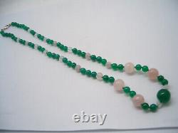 Necklace With Agate Green And Pink Quartz And Silver 925 Choker Gemstones