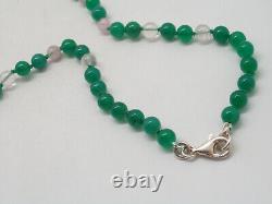 Necklace With Agate Green And Pink Quartz And Silver 925 Choker Gemstones