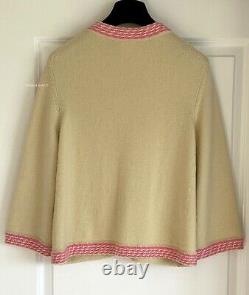 New $2800 11c Chanel Cashmere Yellow Green Pink Cardigan CC Logo Sweater 42