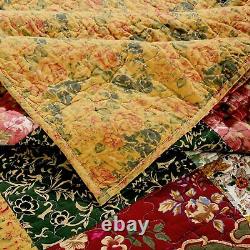 New Beautiful Shabby Green Pink Green Yellow Red Blue Ivory Country Quilt Set