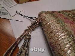 New Brahmin Amethyst Pink Green Kayla Handbag Clutch Cosmetic Bag Purse Nwt
