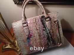 New Brahmin Anywhere Convertible Opal Blue Gold Pink Green Handbag Crossbody