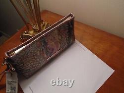 New Brahmin Kayla Opal Iridescent Gold Green Pink Handbag Wristlet Wallet Clutch