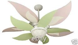 New CRAFTMADE BLOOM PINK GREEN BLADES Ceiling Fan 52