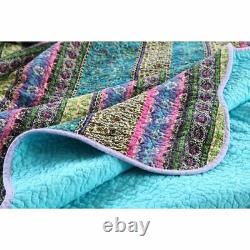 New! Chic Tropical Blue Purple Pink Green Aqua Turquoise Southwest Quilt Set