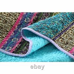 New! Chic Tropical Blue Purple Pink Green Aqua Turquoise Southwest Quilt Set