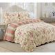 New Cozy Chic Cottage Pink Red Sage Green Leaf Yellow Rose Country Quilt Set