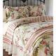 New! Cozy Chic Shabby Cottage Ivory White Red Pink Rose Green Soft Quilt Set