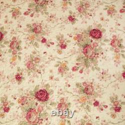 New! Cozy Cottage Chic Shabby Ivory Pink Red Green Yellow Rose Leaf Quilt Set
