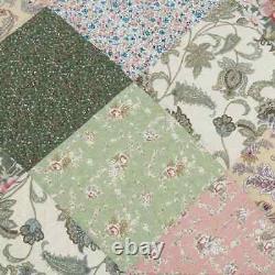 New! Cozy Cottage Chic Vintage Brown White Blue Pink Green Country Quilt Set