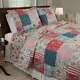 New! Cozy Cottage Patchwork Pink Teal Blue Red White Sage Ivory Green Quilt Set