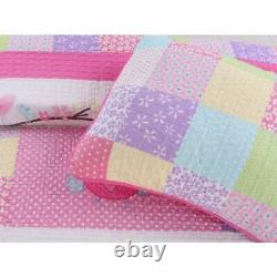 New! Cozy Pink White Green Purple Aqua Blue Bird Owl Polka Dot Plaid Quilt Set