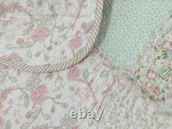 New! Cozy Romantic Pink Green Shabby Chic Lace Lavender Lilac Ruffle Quilt Set