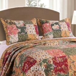 New! Cozy Shabby Chic Green Pink Burgundy Ivory White Red Blue Rose Quilt Set