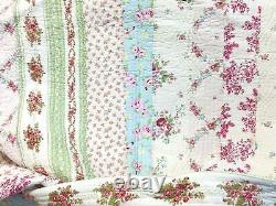 New! Cozy Shabby Cottage Pink Purple Green Red Rose Aqua Blue Soft Quilt Set