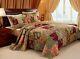 New! Cozy Xxl Antique Rose Red Pink Green Quilt Shabby Country Bedspread Set