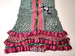 New Crochet Dress Kids Girls Multicolor Pink Aquamarine Black White Bow Green