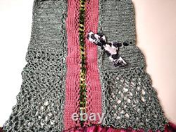 New Crochet Dress Kids Girls Multicolor Pink Aquamarine Black White Bow Green