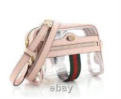 New Gucci Authentic Women's Ophidia Crossbody Mini Bag Clear Pink Green Red GG