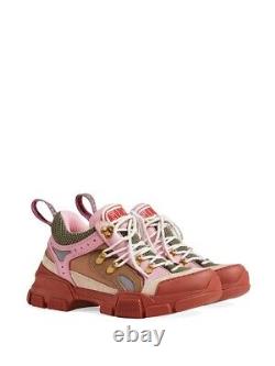 New Gucci Flashtrek Pink/Tan/Brown/Green Hiker Dad Sneakers 38.5EU/8.5US $980.00