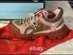 New Gucci Flashtrek Pink/Tan/Brown/Green Hiker Dad Sneakers 42EU/12US