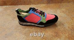 New! Gucci'Neon' Pink Green Blue Black Trainer Sneakers 9.5 US 8.5 UK MSRP $695