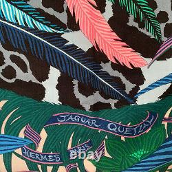 New Hermes140cm Shawl Cashmere Silk Wrap jaguar quetzal Scarf Green Blue Pink