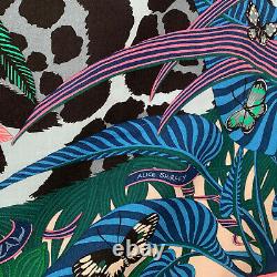 New Hermes140cm Shawl Cashmere Silk Wrap jaguar quetzal Scarf Green Blue Pink