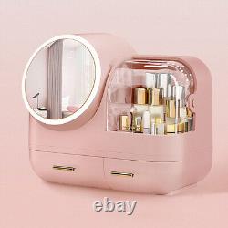 New Joybos Makeup Storage Organizer Box with Led Lighted Mirror Pink/White/Green