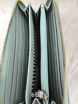New Kate Spade pink car lacey leather wallet light green collector item HTF Gift