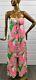 New Lilly Pulitzer New Pink Green White Floral Silk Strapless Maxi Dress Sz 10