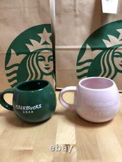 New Starbucks Limited Daruma Dharma Mug Set of 2 Cherry Pink Green NEW