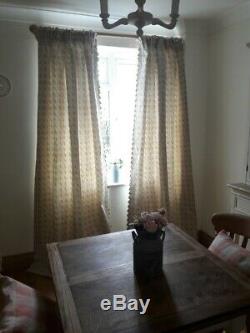 New hand made pair curtains in Susie Watson Pink Green Bloomsbury Linen fabric