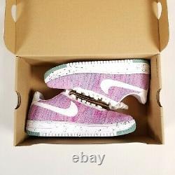 Nike Air Force 1 Crater Flyknit Womens 9.5 Fuchsia Pink Green DC7273-500 AF1