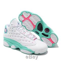 Nike Air Jordan 13 Retro GS Aurora Green White Pink XIII Women Girl 439358-100