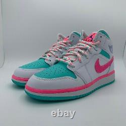 Nike Air Jordan 1 Mid Digital Pink Green White GS Size 4-5.5 555112-102 New