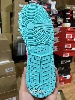 Nike Air Jordan 1 Mid Size 7Y (Womens 8.5) White Pink Green Solar 555112-102