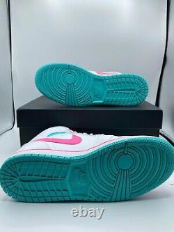 Nike Air Jordan 1 Mid White Pink Green Soar (GS) 555112-102 FREE SHIPPING
