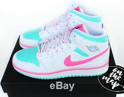 Nike Air Jordan 1 Retro Mid Digital Pink Aurora Green Miami GS UK 4 5 6 7 US New