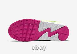 Nike Air Max 90 GS Leather Volt Fire Pink Green White CW5795-700 Women's Retro