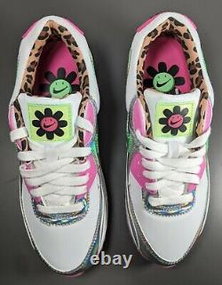 Nike Air Max 90 Sneakers Women Size 7.5 Laser Fuchsia Illusion Green White Pink