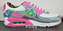 Nike Air Max 90 Sneakers Women Size 9 Laser Fuchsia Illusion Green White Pink