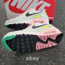 Nike Air Max 90 White Volt Green Glow Pink Gym Running Shoes Women Size 7