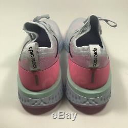 Nike Epic React Flyknit Pure Platinum Grey Pink Green AQ0067-007 Mens SZ 11