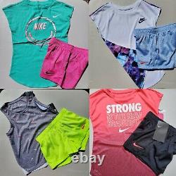 Nike Girls Size 6/6X Mesh Shorts & Tops Pink Green Yellow Blue Purple NEW