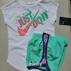 Nike Girls Size 6 Summer Dri-fit Lined Shorts & Tops Pink Green Yellow Black