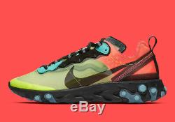 Nike React Element 87 HYPER FUSION VOLT GREEN HYPER PINK AQ1090-700 Men Running